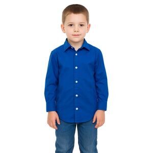 George Boys Long Sleeve Button-Down Shirt - Size Medium (8), Royal Blue